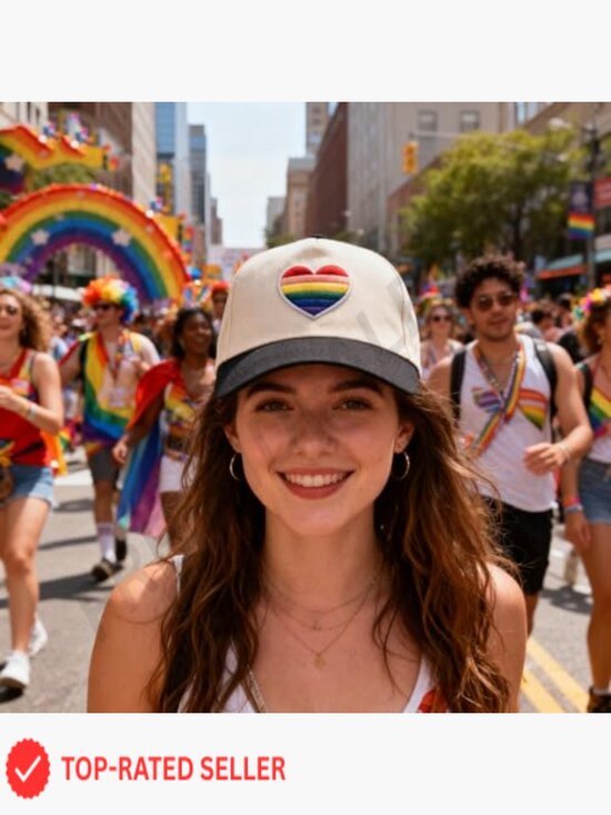 Rainbow Pride Trucker Hat Unisex Vintage Adjustable Baseball Cap Cotton main image 4